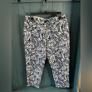 Talbots Perfect Crop Pant - Blue and White Paisley | Size 12